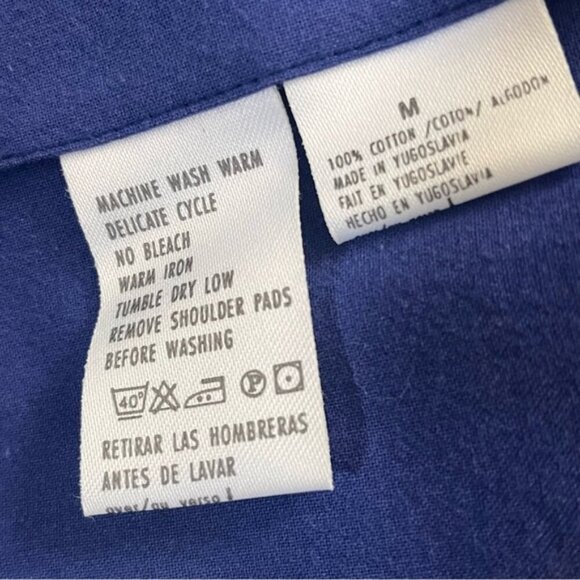 Vintage 80s Lizsport Blue Cotton Bomber Jacket Made in Yugoslavia M - Picture 9 of 9